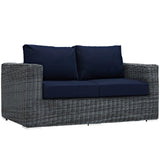 Summon 5 Piece Outdoor Patio Sunbrella® Sectional Set Canvas Navy EEI-1893-GRY-NAV-SET