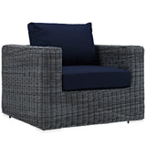 Summon 5 Piece Outdoor Patio Sunbrella® Sectional Set Canvas Navy EEI-1893-GRY-NAV-SET