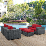 Summon 5 Piece Outdoor Patio Sunbrella® Sectional Set Canvas Red EEI-1893-GRY-RED-SET