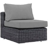 Summon 5 Piece Outdoor Patio Sunbrella® Sectional Set Canvas Gray EEI-1896-GRY-GRY-SET