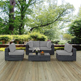 Summon 5 Piece Outdoor Patio Sunbrella® Sectional Set Canvas Gray EEI-1896-GRY-GRY-SET