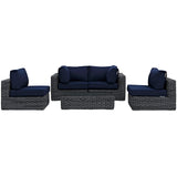 Summon 5 Piece Outdoor Patio Sunbrella® Sectional Set Canvas Navy EEI-1896-GRY-NAV-SET