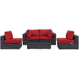 Summon 5 Piece Outdoor Patio Sunbrella® Sectional Set Canvas Red EEI-1896-GRY-RED-SET