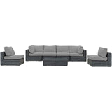 Summon 7 Piece Outdoor Patio Sunbrella® Sectional Set Canvas Gray EEI-1897-GRY-GRY-SET