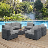 Summon 7 Piece Outdoor Patio Sunbrella® Sectional Set Canvas Gray EEI-1897-GRY-GRY-SET