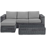 Summon 3 Piece Outdoor Patio Sunbrella® Sectional Set Canvas Gray EEI-1903-GRY-GRY-SET