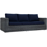 Summon 3 Piece Outdoor Patio Sunbrella® Sectional Set Canvas Navy EEI-1903-GRY-NAV-SET