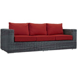 Summon 3 Piece Outdoor Patio Sunbrella® Sectional Set Canvas Red EEI-1903-GRY-RED-SET