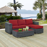 Summon 3 Piece Outdoor Patio Sunbrella® Sectional Set Canvas Red EEI-1903-GRY-RED-SET