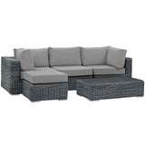 Summon 5 Piece Outdoor Patio Sunbrella® Sectional Set Canvas Gray EEI-1904-GRY-GRY-SET