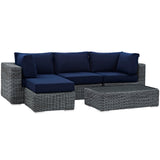 Summon 5 Piece Outdoor Patio Sunbrella® Sectional Set Canvas Navy EEI-1904-GRY-NAV-SET