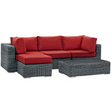 Summon 5 Piece Outdoor Patio Sunbrella® Sectional Set Canvas Red EEI-1904-GRY-RED-SET