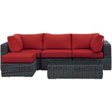 Summon 5 Piece Outdoor Patio Sunbrella® Sectional Set Canvas Red EEI-1904-GRY-RED-SET