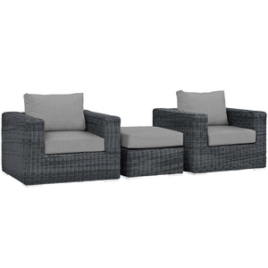 Summon 3 Piece Outdoor Patio Sunbrella® Sectional Set EEI-1905-GRY-GRY-SET