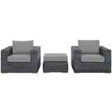 Summon 3 Piece Outdoor Patio Sunbrella® Sectional Set EEI-1905-GRY-GRY-SET