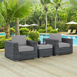 Summon 3 Piece Outdoor Patio Sunbrella® Sectional Set EEI-1905-GRY-GRY-SET