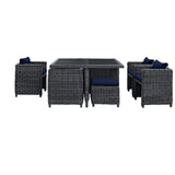 Summon 9 Piece Outdoor Patio Sunbrella® Dining Set Canvas Navy EEI-1947-GRY-NAV-SET