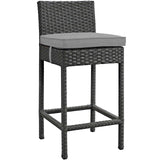 Modway Furniture Sojourn Outdoor Patio Sunbrella® Bar Stool Canvas Gray 21 x 17.5 x 39.5