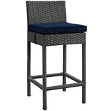 Modway Furniture Sojourn Outdoor Patio Sunbrella® Bar Stool Canvas Navy 21 x 17.5 x 39.5