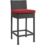 Modway Furniture Sojourn Outdoor Patio Sunbrella® Bar Stool Canvas Red 21 x 17.5 x 39.5