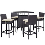 Convene 5 Piece Outdoor Patio Pub Set Espresso Beige EEI-1963-EXP-BEI-SET