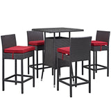 Convene 5 Piece Outdoor Patio Pub Set Espresso Red EEI-1963-EXP-RED-SET