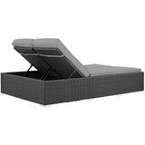 Sojourn Outdoor Patio Sunbrella® Double Chaise Chocolate Gray EEI-1983-CHC-GRY