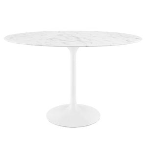 Modway Furniture Lippa 48" Oval Artificial Marble Dining Table White EEI-2021-WHI