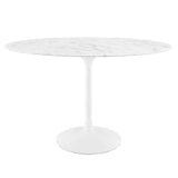 Modway Furniture Lippa 48" Oval Artificial Marble Dining Table White EEI-2021-WHI