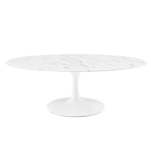 Modway Furniture Lippa 48" Oval-Shaped Artificial Marble Coffee Table Default Title EEI-2022-WHI