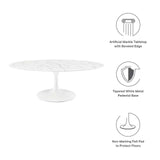 Modway Furniture Lippa 48" Oval-Shaped Artificial Marble Coffee Table Default Title EEI-2022-WHI