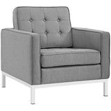 Modway Furniture Loft Upholstered Fabric Armchair Light Gray 31 x 31 x 32