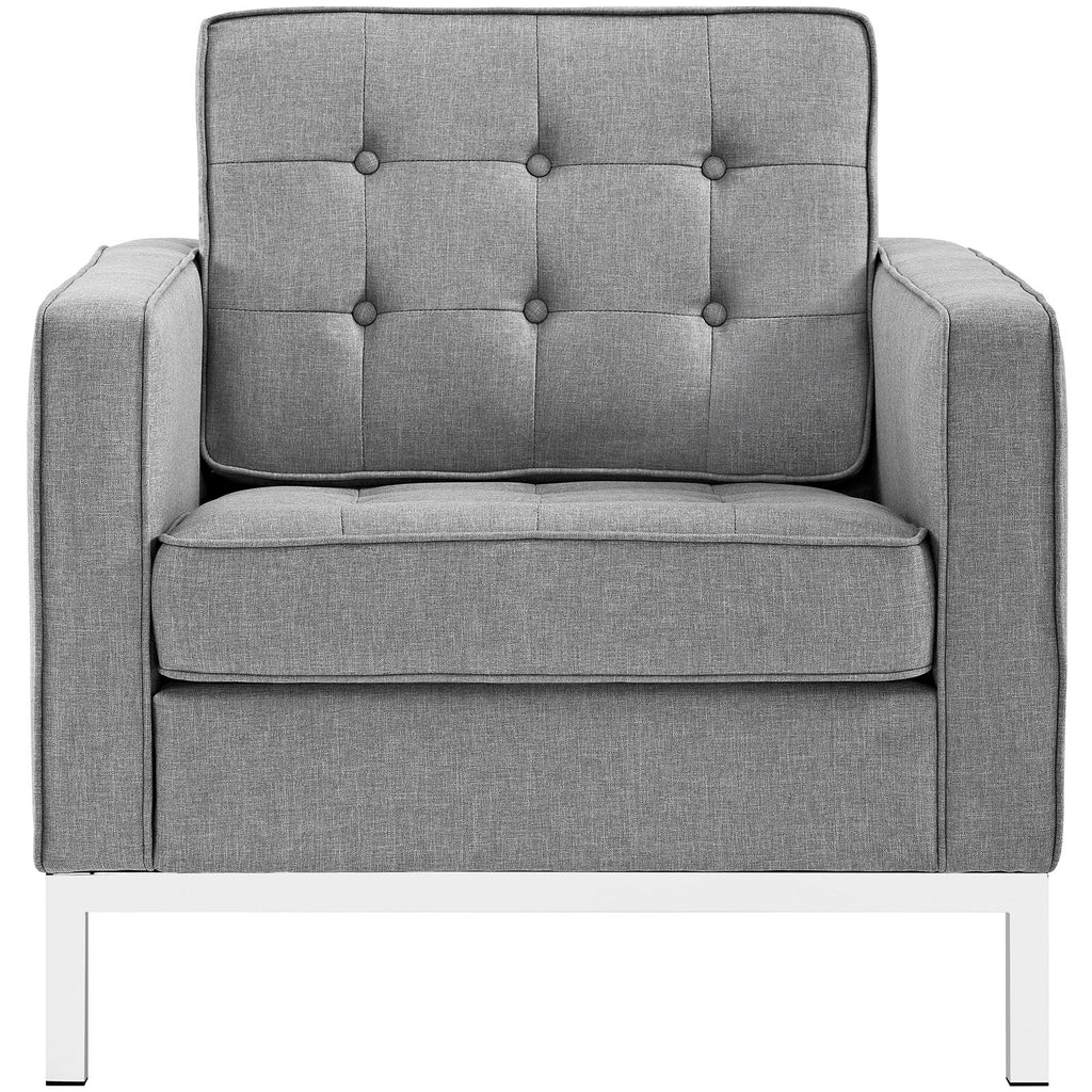 Modway Furniture Loft Upholstered Fabric Armchair Light Gray 31 x 31 x 32