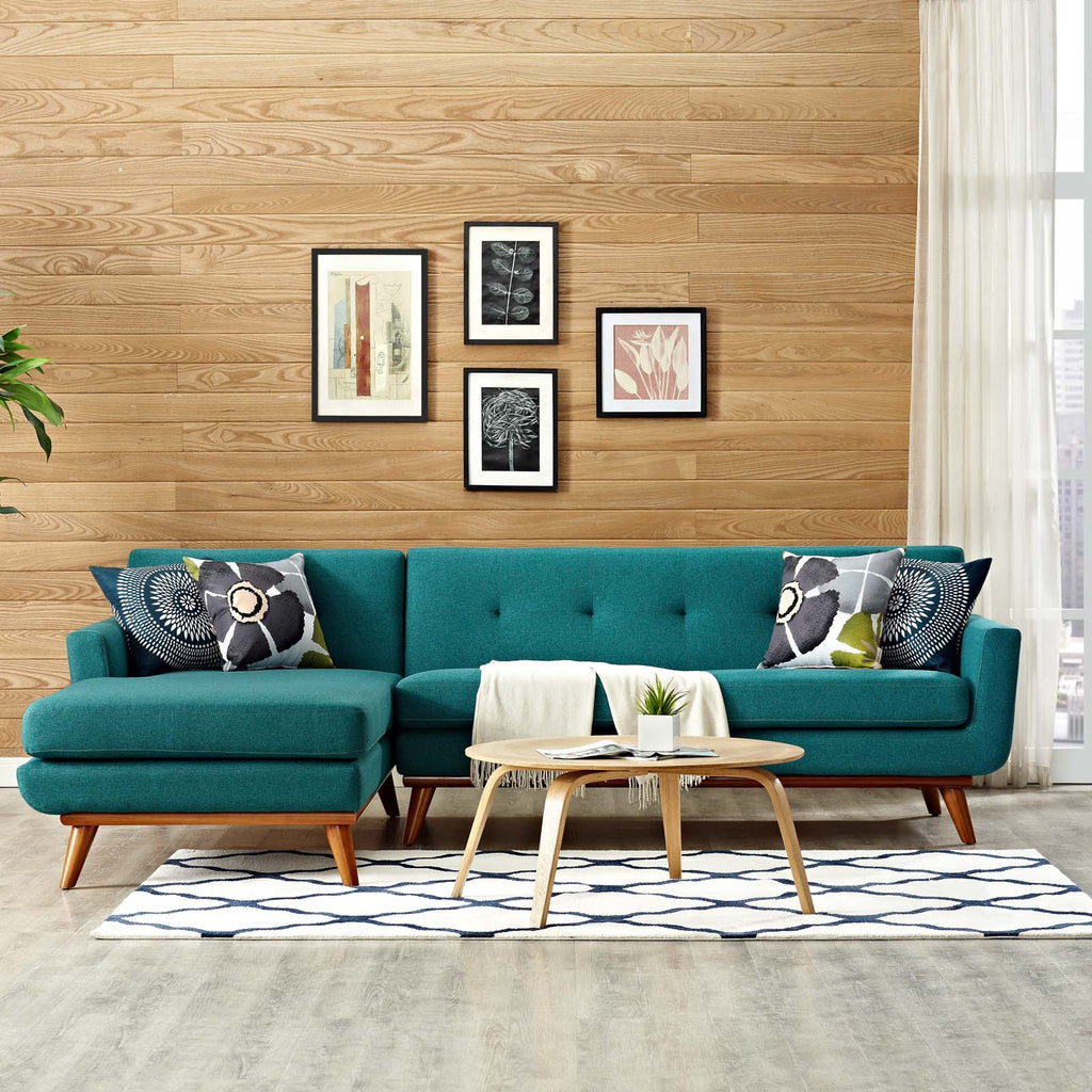 Engage Left-Facing Upholstered Fabric Sectional Sofa Teal EEI-2068-TEA-SET