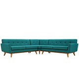Engage L-Shaped Upholstered Fabric Sectional Sofa Teal EEI-2108-TEA-SET
