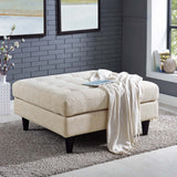 Empress Upholstered Fabric Large Ottoman Beige EEI-2139-BEI