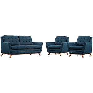 Beguile 3 Piece Upholstered Fabric Living Room Set Azure EEI-2141-AZU-SET