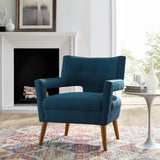 Sheer Upholstered Fabric Armchair Azure EEI-2142-AZU