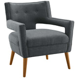 Sheer Upholstered Fabric Armchair Gray EEI-2142-GRY