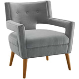 Sheer Upholstered Fabric Armchair Light Gray EEI-2142-LGR