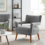 Sheer Upholstered Fabric Armchair Light Gray EEI-2142-LGR