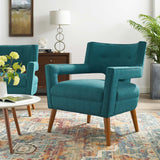 Sheer Upholstered Fabric Armchair Teal EEI-2142-TEA