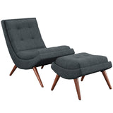 Ramp Upholstered Fabric Lounge Chair Set Gray EEI-2143-GRY
