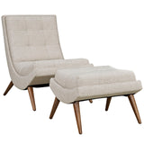 Ramp Upholstered Fabric Lounge Chair Set Sand EEI-2143-SAN