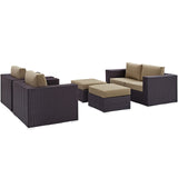 Convene 5 Piece Outdoor Patio Sofa Set Espresso Mocha EEI-2158-EXP-MOC-SET