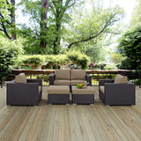 Convene 5 Piece Outdoor Patio Sofa Set Espresso Mocha EEI-2158-EXP-MOC-SET