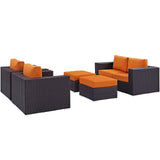 Convene 5 Piece Outdoor Patio Sofa Set Espresso Orange EEI-2158-EXP-ORA-SET