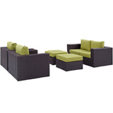 Convene 5 Piece Outdoor Patio Sofa Set Espresso Peridot EEI-2158-EXP-PER-SET