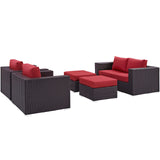 Convene 5 Piece Outdoor Patio Sofa Set Espresso Red EEI-2158-EXP-RED-SET