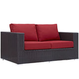 Convene 5 Piece Outdoor Patio Sofa Set Espresso Red EEI-2158-EXP-RED-SET